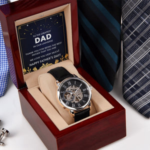 Happy Father's Day | To The Greatest Dad In Our Universe Watch | Jewelry | PB24-WOOD, PROD-2219121, PT-4320, USER-43062, W30044 | TageUnlimited