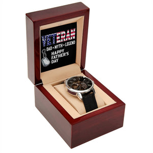 Happy Father's Day | Veteran Dad | Father's Day Gift | Jewelry | PB24-WOOD, PROD-2228756, PT-4320, USER-43062, W30044 | TageUnlimited
