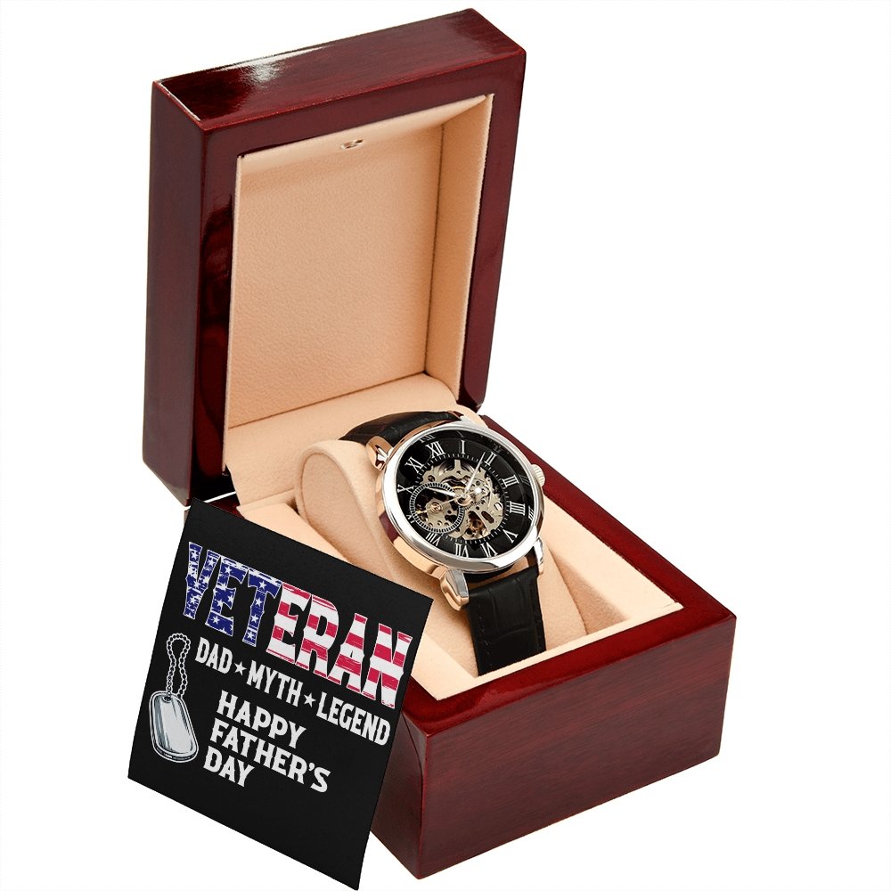 Happy Father's Day | Veteran Dad | Father's Day Gift | Jewelry | PB24-WOOD, PROD-2228756, PT-4320, USER-43062, W30044 | TageUnlimited