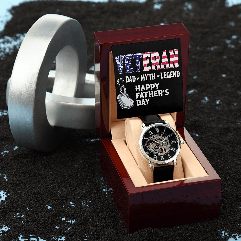 Happy Father's Day | Veteran Dad | Father's Day Gift | Jewelry | PB24-WOOD, PROD-2228756, PT-4320, USER-43062, W30044 | TageUnlimited