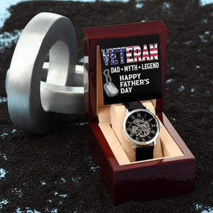 Happy Father's Day | Veteran Dad | Father's Day Gift | Jewelry | PB24-WOOD, PROD-2228756, PT-4320, USER-43062, W30044 | TageUnlimited