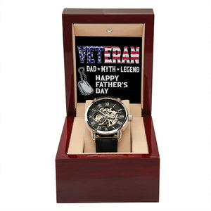 Happy Father's Day | Veteran Dad | Father's Day Gift | Jewelry | PB24-WOOD, PROD-2228756, PT-4320, USER-43062, W30044 | TageUnlimited