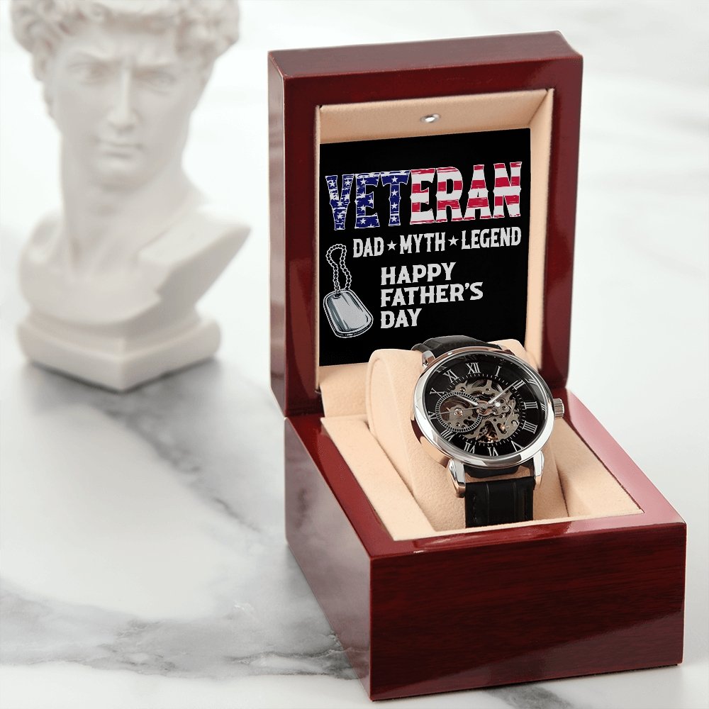 Happy Father's Day | Veteran Dad | Father's Day Gift | Jewelry | PB24-WOOD, PROD-2228756, PT-4320, USER-43062, W30044 | TageUnlimited