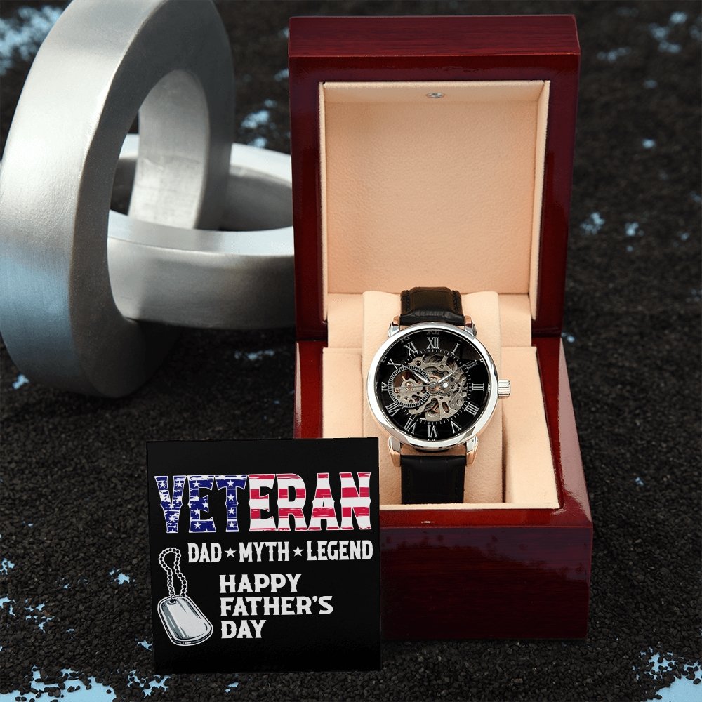 Happy Father's Day | Veteran Dad | Father's Day Gift | Jewelry | PB24-WOOD, PROD-2228756, PT-4320, USER-43062, W30044 | TageUnlimited