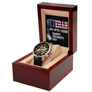 Happy Father's Day | Veteran Dad | Father's Day Gift | Jewelry | PB24-WOOD, PROD-2228756, PT-4320, USER-43062, W30044 | TageUnlimited