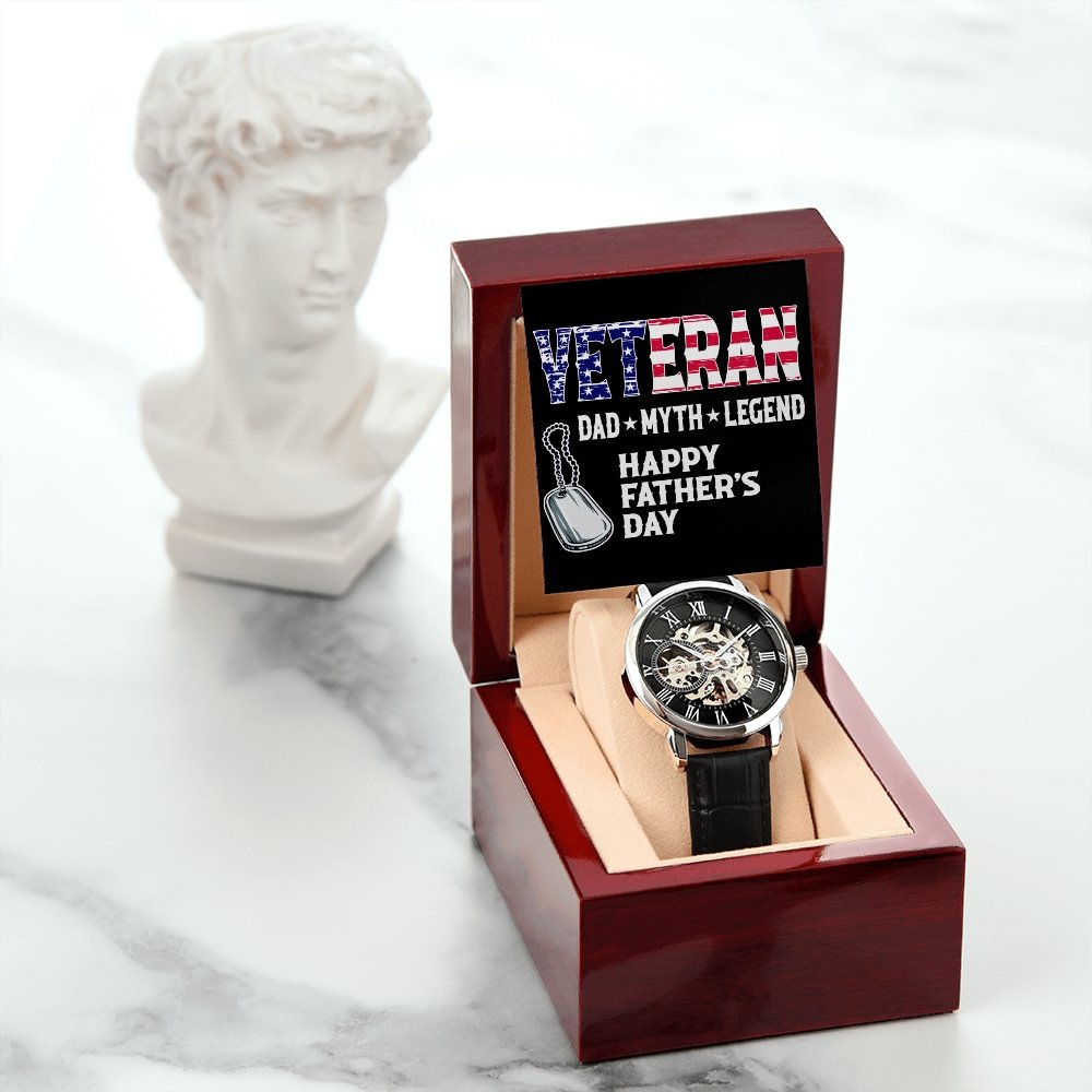 Happy Father's Day | Veteran Dad | Father's Day Gift | Jewelry | PB24-WOOD, PROD-2228756, PT-4320, USER-43062, W30044 | TageUnlimited