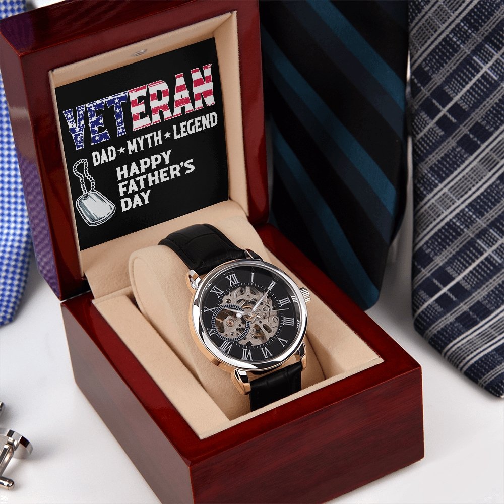 Happy Father's Day | Veteran Dad | Father's Day Gift | Jewelry | PB24-WOOD, PROD-2228756, PT-4320, USER-43062, W30044 | TageUnlimited