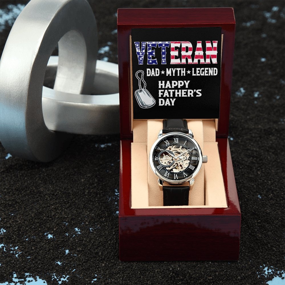 Happy Father's Day | Veteran Dad | Father's Day Gift | Jewelry | PB24-WOOD, PROD-2228756, PT-4320, USER-43062, W30044 | TageUnlimited