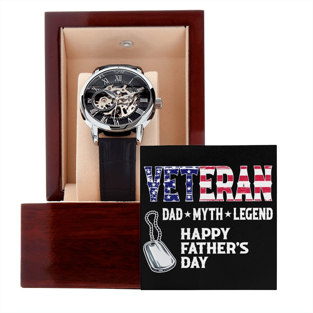 Happy Father's Day | Veteran Dad | Father's Day Gift | Jewelry | PB24-WOOD, PROD-2228756, PT-4320, USER-43062, W30044 | TageUnlimited