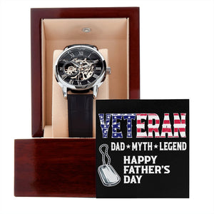 Happy Father's Day | Veteran Dad | Father's Day Gift | Jewelry | PB24-WOOD, PROD-2228756, PT-4320, USER-43062, W30044 | TageUnlimited