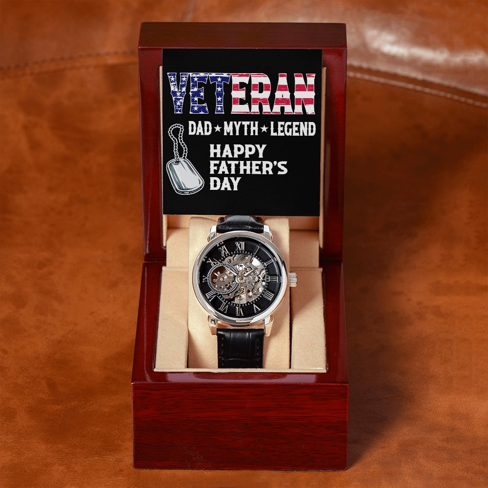 Happy Father's Day | Veteran Dad | Father's Day Gift | Jewelry | PB24-WOOD, PROD-2228756, PT-4320, USER-43062, W30044 | TageUnlimited