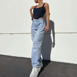 Harajuku Print Straight Denim Pants Jeans Women High Waist Loose Wide Leg Pant Streetwear Fashion Casual Trousers | 0 | TageUnlimited