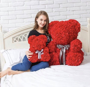 Hflora Wholesale Valentines Day Rose Bear Artificial Flowers Decor Teddy Rose Bear With Box 40cm For Valentines Day | Tage-Active