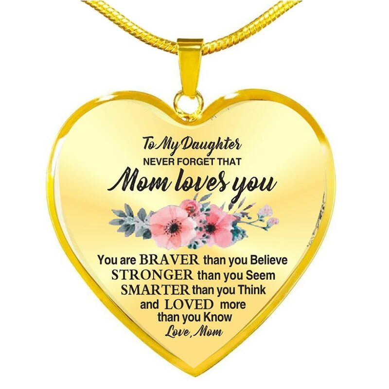 High Quality To My Daughter Love Mom Heart Necklace Gold Silver Color Inspirational Letter Pendant Necklaces Choker Jewelry Gift | 0 | Tage-Active
