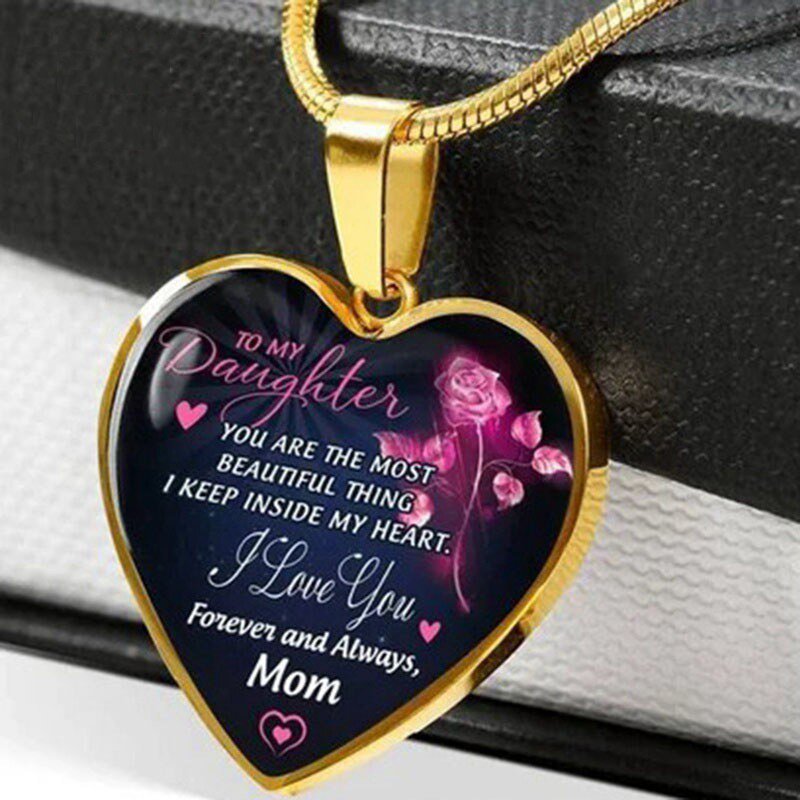 High Quality To My Daughter Love Mom Heart Necklace Gold Silver Color Inspirational Letter Pendant Necklaces Choker Jewelry Gift | 0 | Tage-Active