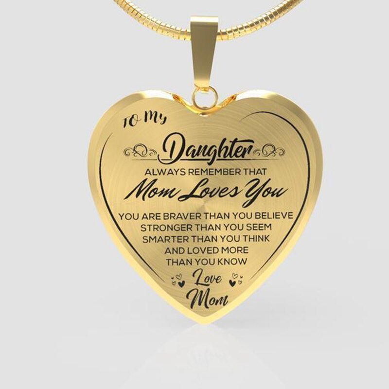 High Quality To My Daughter Love Mom Heart Necklace Gold Silver Color Inspirational Letter Pendant Necklaces Choker Jewelry Gift | 0 | Tage-Active