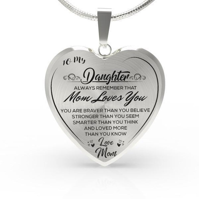 High Quality To My Daughter Love Mom Heart Necklace Gold Silver Color Inspirational Letter Pendant Necklaces Choker Jewelry Gift | 0 | Tage-Active