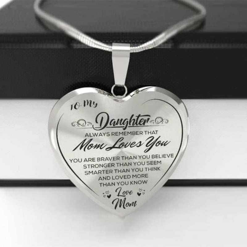 High Quality To My Daughter Love Mom Heart Necklace Gold Silver Color Inspirational Letter Pendant Necklaces Choker Jewelry Gift | 0 | Tage-Active