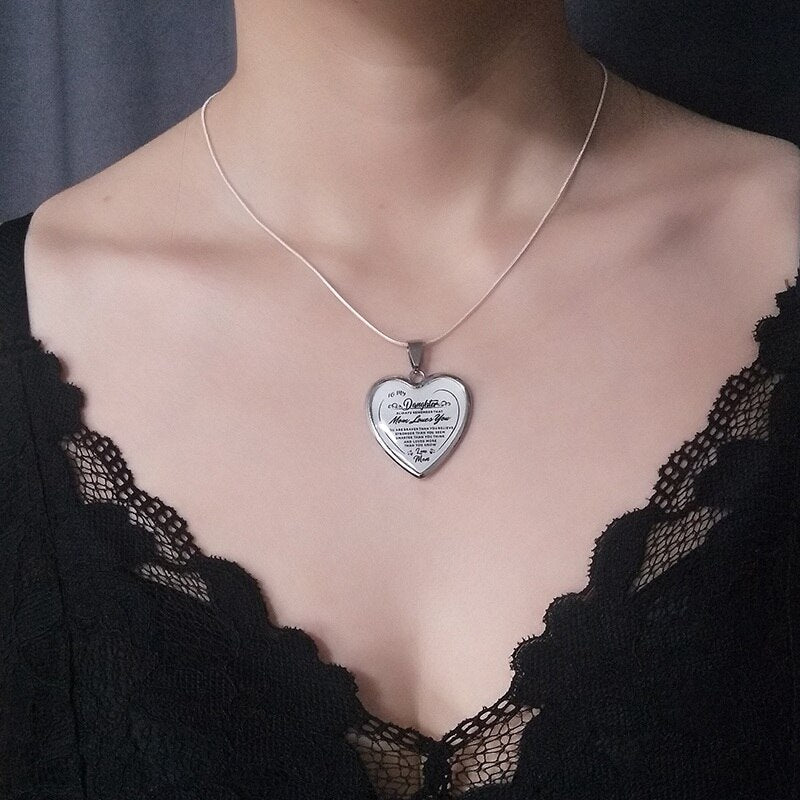 High Quality To My Daughter Love Mom Heart Necklace Gold Silver Color Inspirational Letter Pendant Necklaces Choker Jewelry Gift | 0 | Tage-Active
