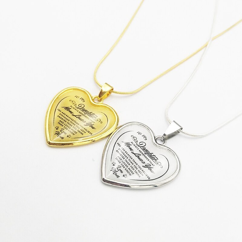 High Quality To My Daughter Love Mom Heart Necklace Gold Silver Color Inspirational Letter Pendant Necklaces Choker Jewelry Gift | 0 | Tage-Active