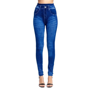 High Waist Faux Jean Leggings Slim Elastic Seamless Plus Size Skinny Pencil Pants Female Pocket Workout Running Leggings | 0 | TageUnlimited