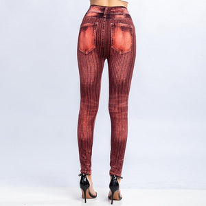 High Waist Faux Jean Leggings Slim Elastic Seamless Plus Size Skinny Pencil Pants Female Pocket Workout Running Leggings | 0 | TageUnlimited
