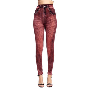 High Waist Faux Jean Leggings Slim Elastic Seamless Plus Size Skinny Pencil Pants Female Pocket Workout Running Leggings | 0 | TageUnlimited