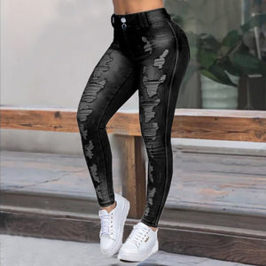 High Waist Skinny Ripped Jeans Women  Fashion Trousers Washed Denim Jeans Hollow Hole Bleached Pencil Pants Plus Size S-6XL | 0 | TageUnlimited