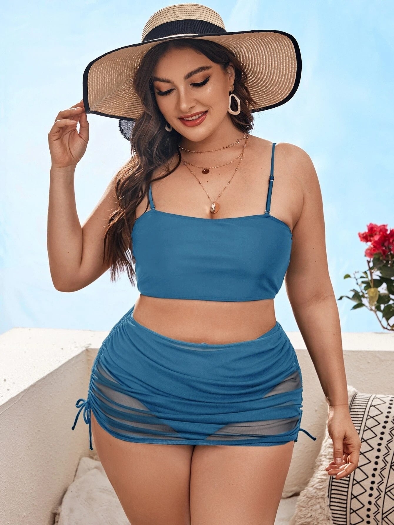 High Waist Swimsuit Women With Skirt  Large Size Bikinis Push Up Swimwear Female Solid Bathing Suit Beach Wear Swimming 4XL | TageUnlimited