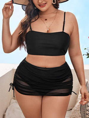 High Waist Swimsuit Women With Skirt  Large Size Bikinis Push Up Swimwear Female Solid Bathing Suit Beach Wear Swimming 4XL | TageUnlimited