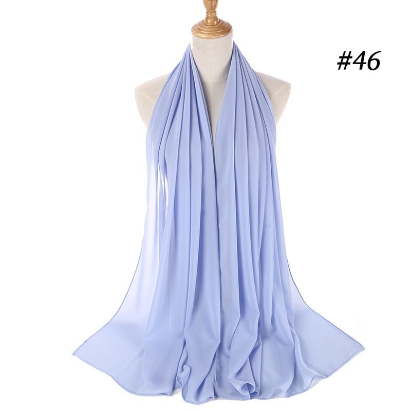 Hijab Scarf 72*175cm Plain Chiffon Scarves For Women Muslim Fasion Islam Clothing Headscarves Shawl For Ladies Headwrap Ramadan - TageUnlimited