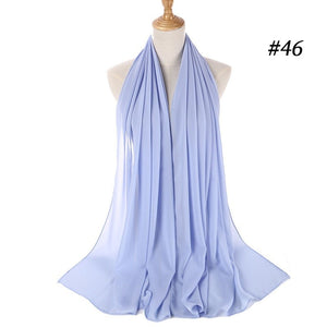 Hijab Scarf 72*175cm Plain Chiffon Scarves For Women Muslim Fasion Islam Clothing Headscarves Shawl For Ladies Headwrap Ramadan - TageUnlimited