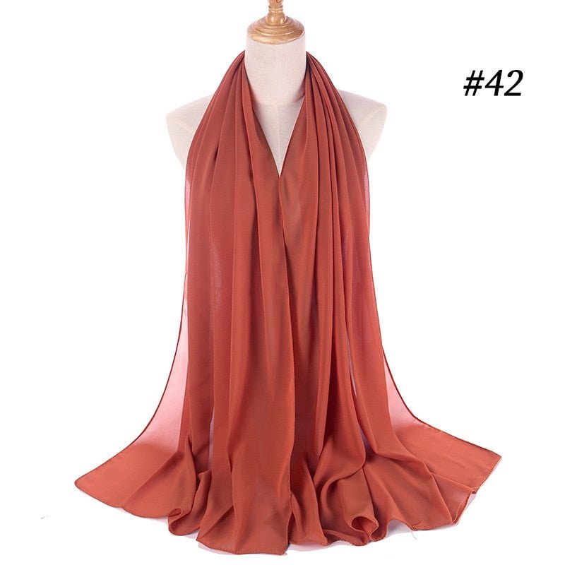Hijab Scarf 72*175cm Plain Chiffon Scarves For Women Muslim Fasion Islam Clothing Headscarves Shawl For Ladies Headwrap Ramadan | TageUnlimited