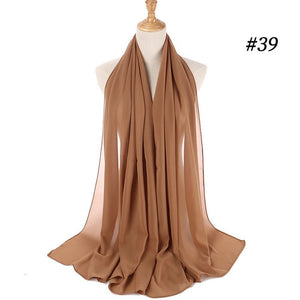 Hijab Scarf 72*175cm Plain Chiffon Scarves For Women Muslim Fasion Islam Clothing Headscarves Shawl For Ladies Headwrap Ramadan | TageUnlimited