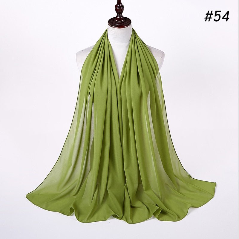 Hijab Scarf 72*175cm Plain Chiffon Scarves For Women Muslim Fasion Islam Clothing Headscarves Shawl For Ladies Headwrap Ramadan | TageUnlimited