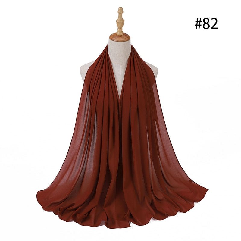 Hijab Scarf 72*175cm Plain Chiffon Scarves For Women Muslim Fasion Islam Clothing Headscarves Shawl For Ladies Headwrap Ramadan - TageUnlimited