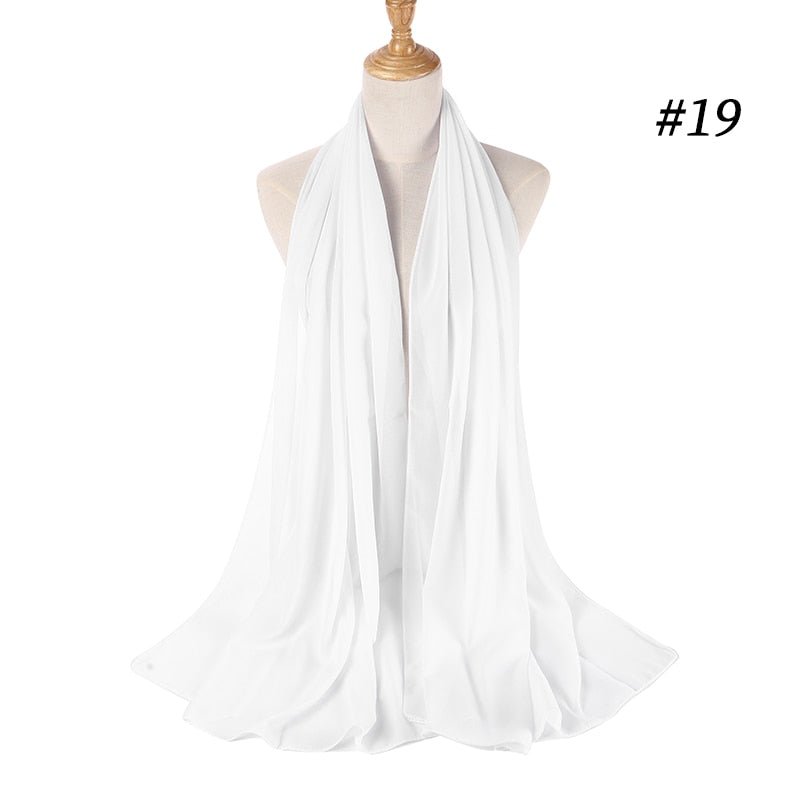 Hijab Scarf 72*175cm Plain Chiffon Scarves For Women Muslim Fasion Islam Clothing Headscarves Shawl For Ladies Headwrap Ramadan - TageUnlimited