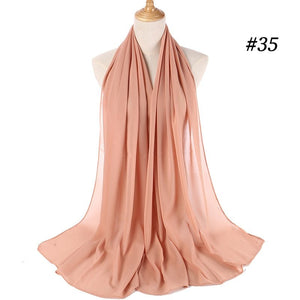 Hijab Scarf 72*175cm Plain Chiffon Scarves For Women Muslim Fasion Islam Clothing Headscarves Shawl For Ladies Headwrap Ramadan | TageUnlimited