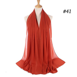 Hijab Scarf 72*175cm Plain Chiffon Scarves For Women Muslim Fasion Islam Clothing Headscarves Shawl For Ladies Headwrap Ramadan | TageUnlimited
