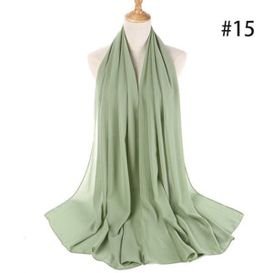 Hijab Scarf 72*175cm Plain Chiffon Scarves For Women Muslim Fasion Islam Clothing Headscarves Shawl For Ladies Headwrap Ramadan - TageUnlimited