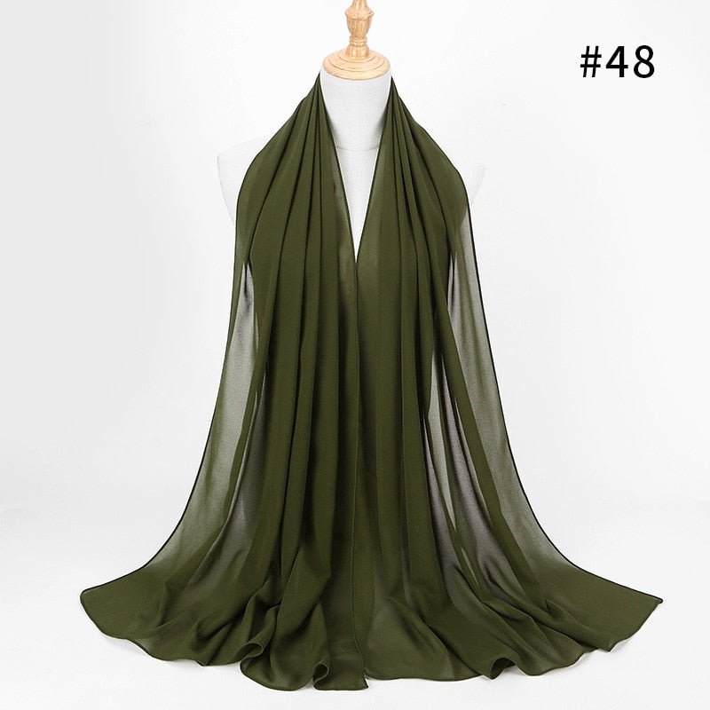 Hijab Scarf 72*175cm Plain Chiffon Scarves For Women Muslim Fasion Islam Clothing Headscarves Shawl For Ladies Headwrap Ramadan | TageUnlimited