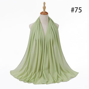 Hijab Scarf 72*175cm Plain Chiffon Scarves For Women Muslim Fasion Islam Clothing Headscarves Shawl For Ladies Headwrap Ramadan | TageUnlimited