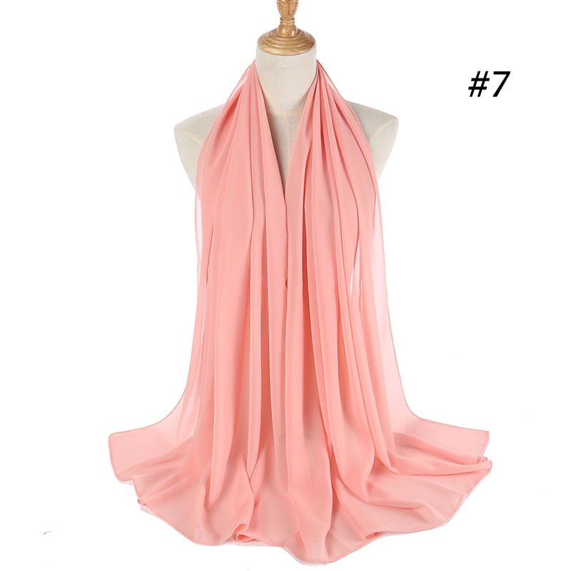 Hijab Scarf 72*175cm Plain Chiffon Scarves For Women Muslim Fasion Islam Clothing Headscarves Shawl For Ladies Headwrap Ramadan - TageUnlimited