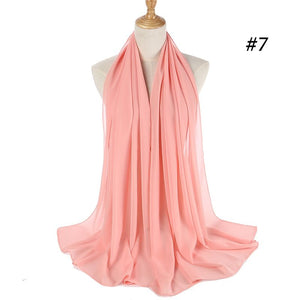 Hijab Scarf 72*175cm Plain Chiffon Scarves For Women Muslim Fasion Islam Clothing Headscarves Shawl For Ladies Headwrap Ramadan - TageUnlimited