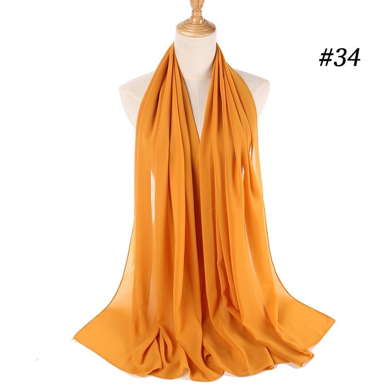 Hijab Scarf 72*175cm Plain Chiffon Scarves For Women Muslim Fasion Islam Clothing Headscarves Shawl For Ladies Headwrap Ramadan - TageUnlimited