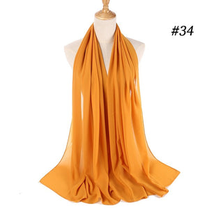 Hijab Scarf 72*175cm Plain Chiffon Scarves For Women Muslim Fasion Islam Clothing Headscarves Shawl For Ladies Headwrap Ramadan - TageUnlimited