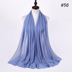 Hijab Scarf 72*175cm Plain Chiffon Scarves For Women Muslim Fasion Islam Clothing Headscarves Shawl For Ladies Headwrap Ramadan - TageUnlimited