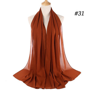 Hijab Scarf 72*175cm Plain Chiffon Scarves For Women Muslim Fasion Islam Clothing Headscarves Shawl For Ladies Headwrap Ramadan - TageUnlimited