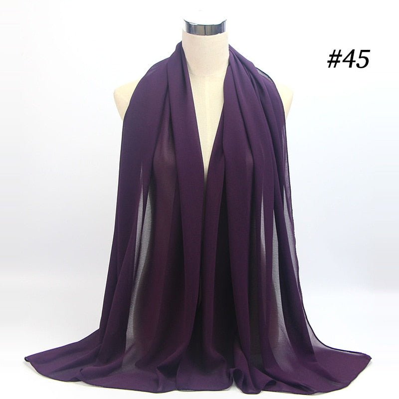 Hijab Scarf 72*175cm Plain Chiffon Scarves For Women Muslim Fasion Islam Clothing Headscarves Shawl For Ladies Headwrap Ramadan | TageUnlimited
