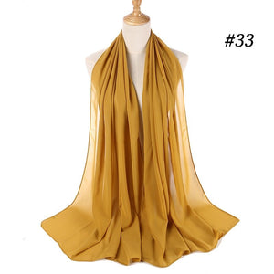Hijab Scarf 72*175cm Plain Chiffon Scarves For Women Muslim Fasion Islam Clothing Headscarves Shawl For Ladies Headwrap Ramadan | TageUnlimited
